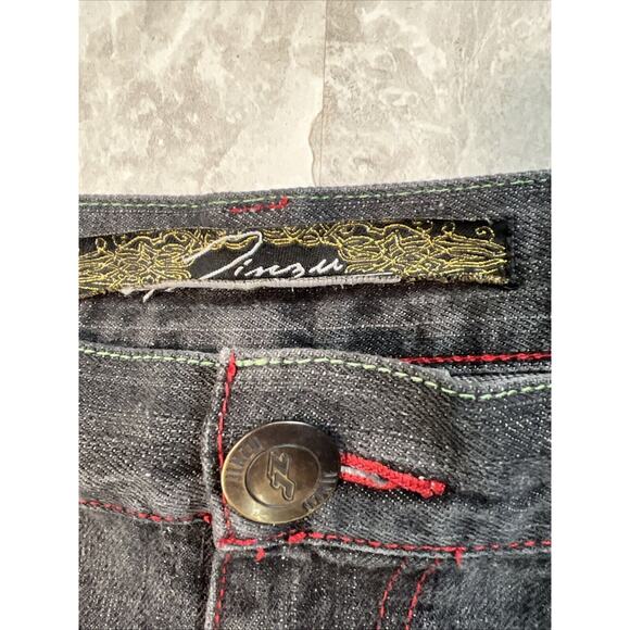 Vintage Jinzu Shorts Mens 42 Grey Denim Baggy Embroidered - Picture 4 of 10